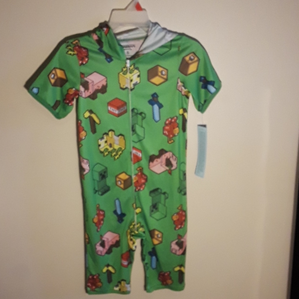 Minecraft green onesie hood shorts No Offer - Picture 1 of 6